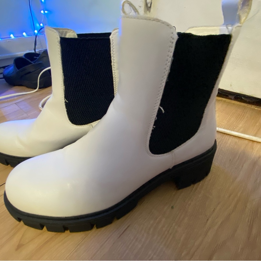 White and Black Women's Ankle Boots